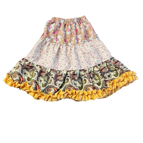 Mi Amore Pink, Green and Blue Maxi Tiered Floral Skirt Size 4-6Y - Picture 5 of 5
